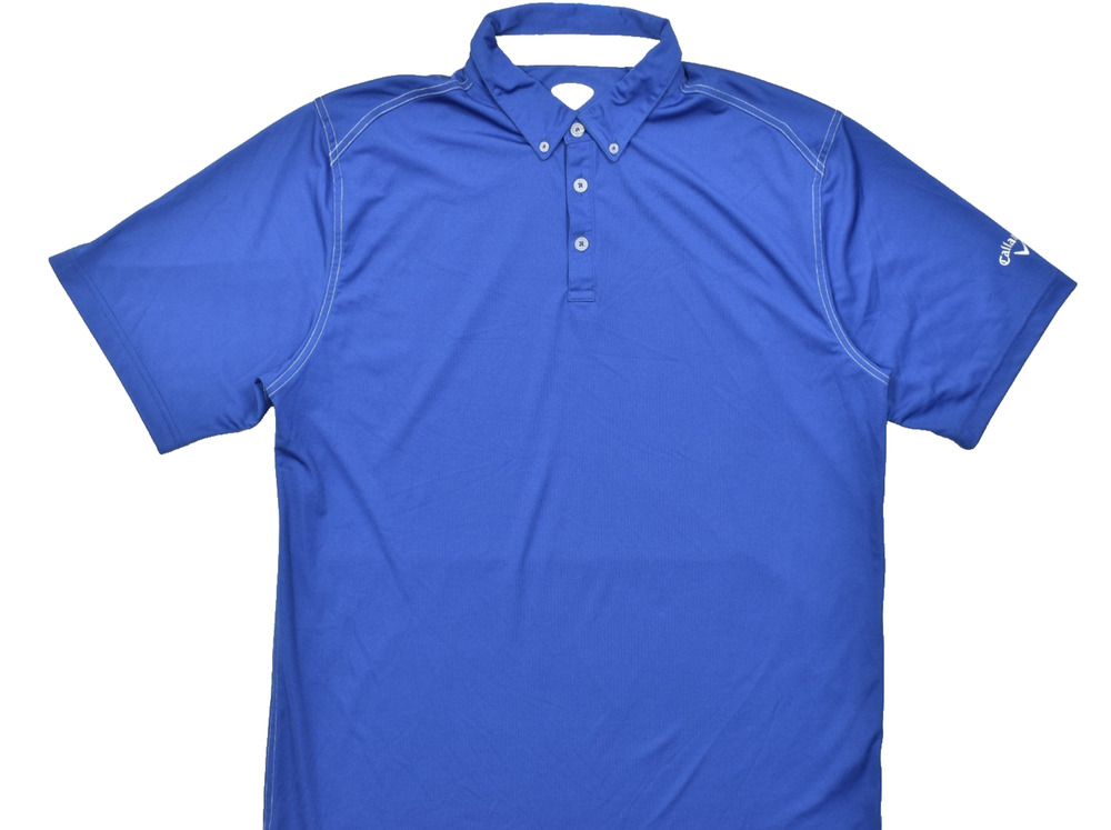 Callaway Golf Shirt Men XXL Blue Short Sleeve Performance Polo Textured Breathab